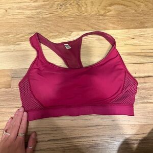 Pink race back sports bra
